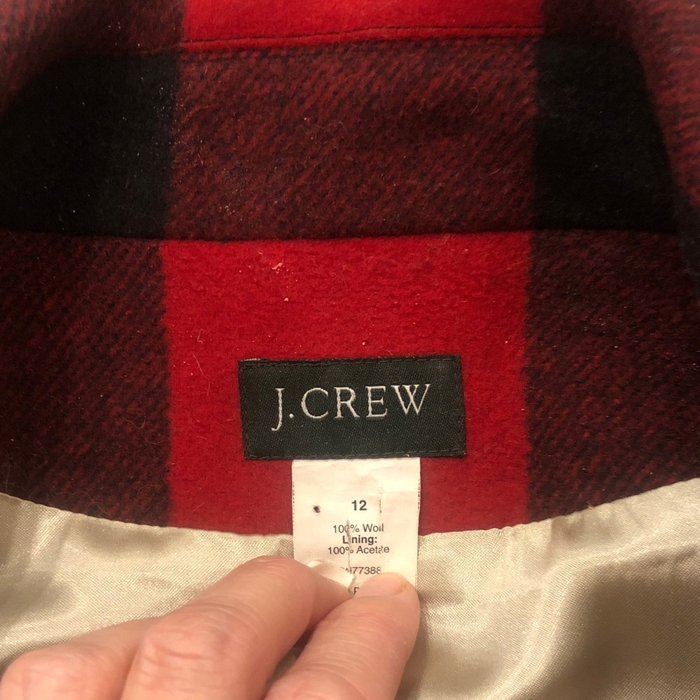 J Crew Vintage Red and Black Buffalo Plaid Women’s Cropped Jacket Size 12 - Picture 2 of 9